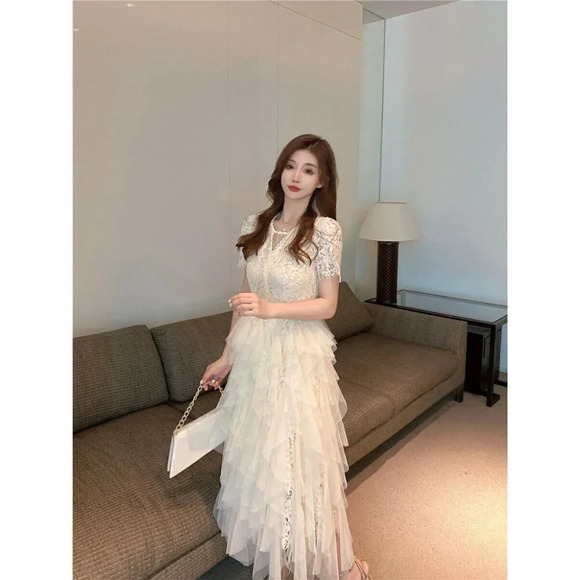 NWT Self-Portrait Inspired Ivory White Midi Dress - Picture 6 of 11